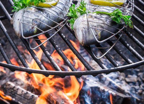 Campfire activity ocean front tents - $150/night Ocean Front Tents &#8211; $150/night fresh fish with lemon and herbs on grill 2023 11 27 05 32 28 utc optimized 500x360